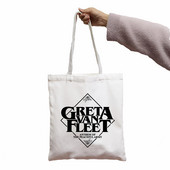 GEANT Greta Van Fleet Fabricat în verde Geantă de cumpărături Geantă de pânză Geantă de cumpărături Geanta de cumpărături Poșta de mână cu desene animate Tote Bolsuri de băcănie Geantă drăguță reutilizabilă