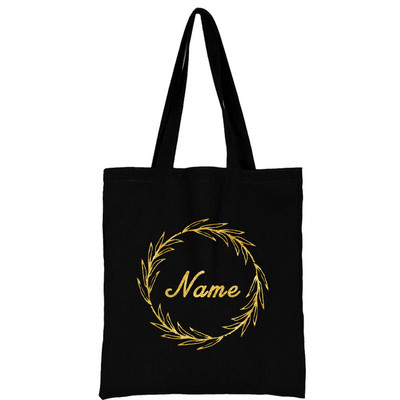 Ženske platnene torbe na rame prilagođeno osobno ime Ležerna ručna torba Torba s cvijećem Torba za plažu velikog kapaciteta za višekratnu upotrebu