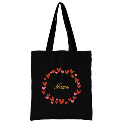 Ženske platnene torbe na rame prilagođeno osobno ime Ležerna ručna torba Torba s cvijećem Torba za plažu velikog kapaciteta za višekratnu upotrebu