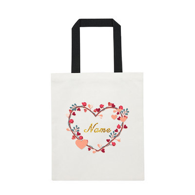 Ženske platnene torbe na rame prilagođeno osobno ime Ležerna ručna torba Torba s cvijećem Torba za plažu velikog kapaciteta za višekratnu upotrebu