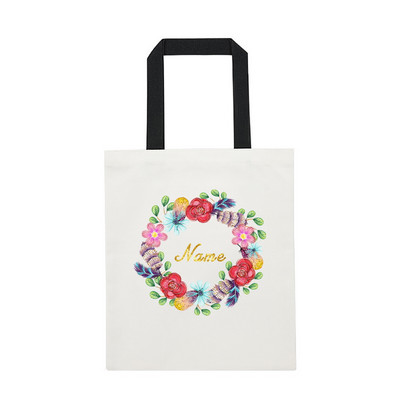 Ženske platnene torbe na rame prilagođeno osobno ime Ležerna ručna torba Torba s cvijećem Torba za plažu velikog kapaciteta za višekratnu upotrebu