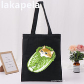 Geantă Legume Imprimare Pisică Fată Femei Genți de umăr Pânză Casual Ins Mare Shopper Street Geantă Portofel Femei Shopper Tote Bag