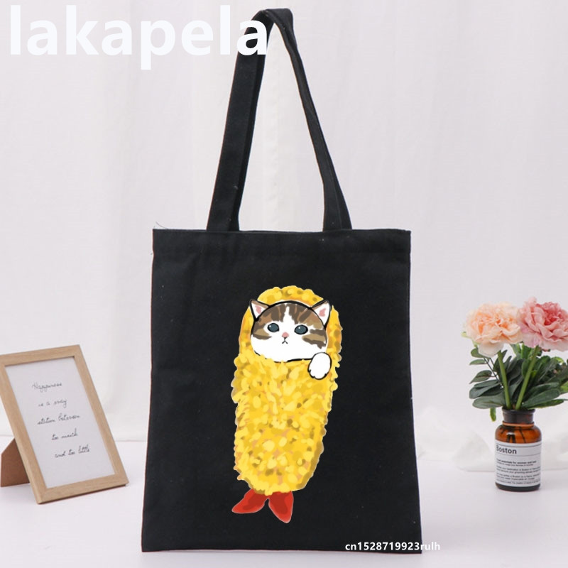 Geantă Legume Imprimare Pisică Fată Femei Genți de umăr Pânză Casual Ins Mare Shopper Street Geantă Portofel Femei Shopper Tote Bag