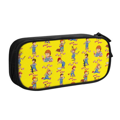 Chucky Charms Horror Cerel Parody zīmuļu futrālis meitenēm, zēniem, liela krātuve Smieklīga velna lelle pildspalvu kastītes soma rakstāmpiederumi