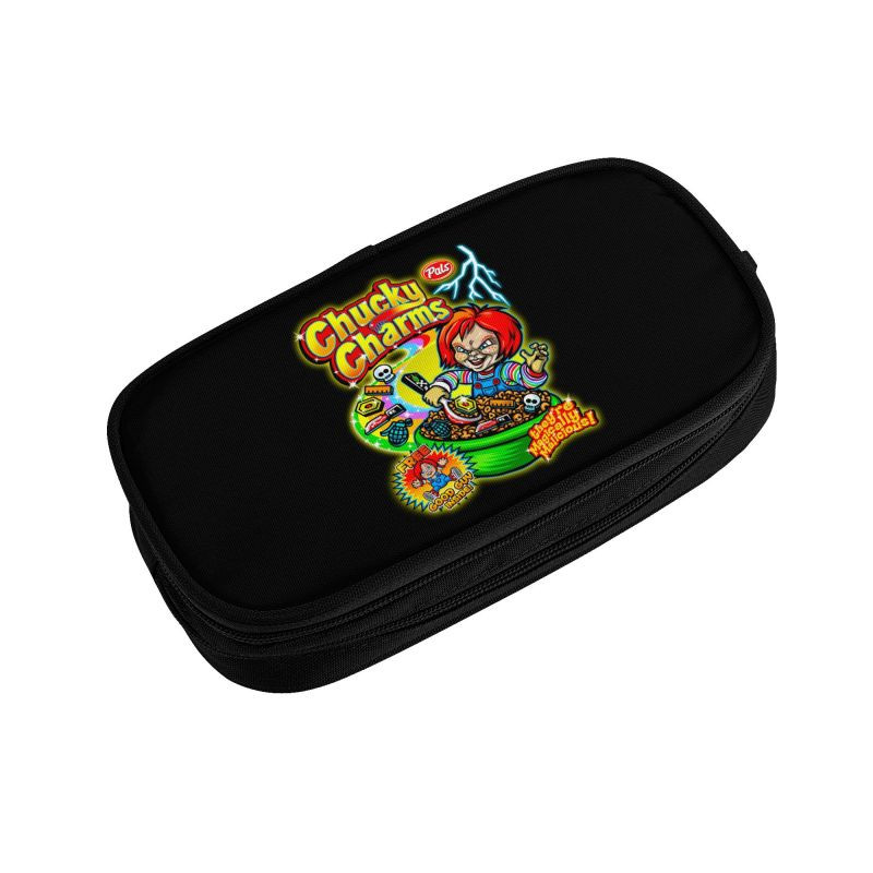 Chucky Charms Horror Cerel Parody zīmuļu futrālis meitenēm, zēniem, liela krātuve Smieklīga velna lelle pildspalvu kastītes soma rakstāmpiederumi