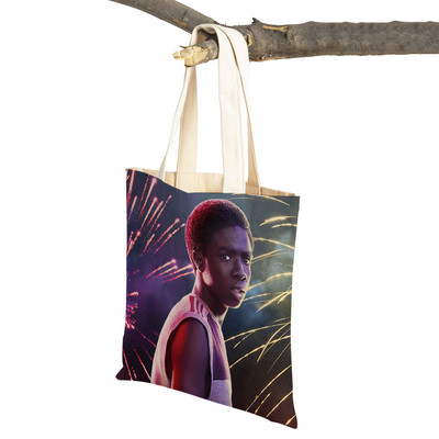 Stranger Things Lady Tote rokassomiņa Karikatūra Anime Druka Atkārtoti lietojama salokāma gadījuma bērniem Dāvanu kanvas Colth iepirkšanās plecu soma