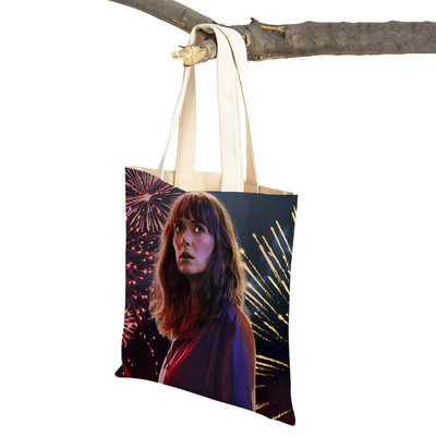 Stranger Things Lady Tote rokassomiņa Karikatūra Anime Druka Atkārtoti lietojama salokāma gadījuma bērniem Dāvanu kanvas Colth iepirkšanās plecu soma