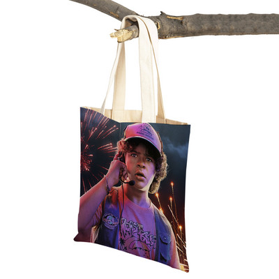 Stranger Things Lady Tote rokassomiņa Karikatūra Anime Druka Atkārtoti lietojama salokāma gadījuma bērniem Dāvanu kanvas Colth iepirkšanās plecu soma