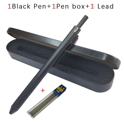 4 vienā Daudzkrāsu lodīšu pildspalvu komplekts Metāla daudzfunkcionāls pildspalvas un pildspalvas futrālis 0,7 mm melns, zils, sarkans, uzpilde 0,5 mm automātisks zīmuļa vads