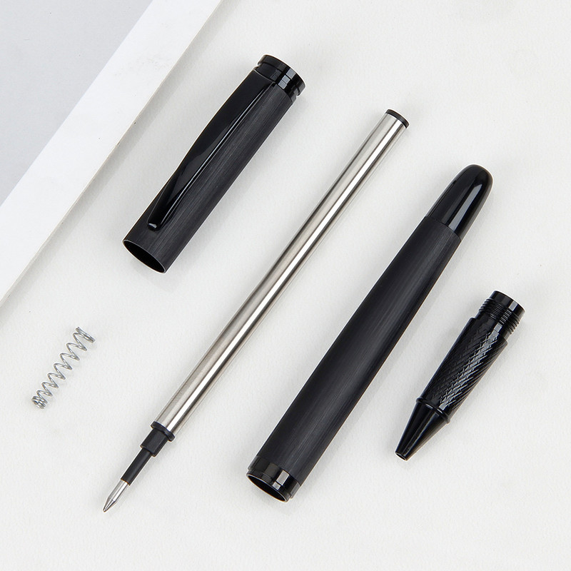 Luksuzna kvalitetna crna titanijska Matel kemijska olovka s valjkom Business Office Switzerland Kemijske olovke s matiranim potpisom i tintom
