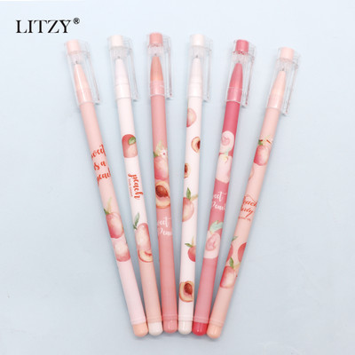 6 db/készlet 0,5 mm-es zselés toll Peaches Pen Kawaii írószer iskolai kellékek Avokádó gél tinta tollak irodaszerekhez Diákíróeszköz