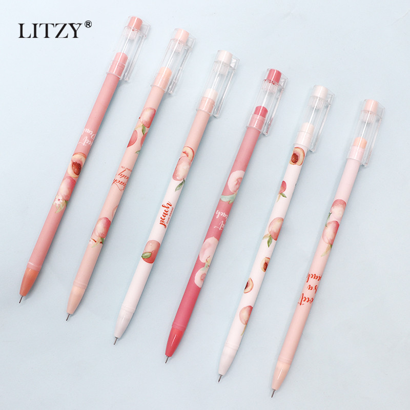 6 vnt / rinkinys 0,5 mm gelinis rašiklis Peaches Pen Kawaii raštinės reikmenys mokykliniai reikmenys avokado gelio rašalo rašikliai, skirti biuro reikmenims Mokinio rašymo priemonė