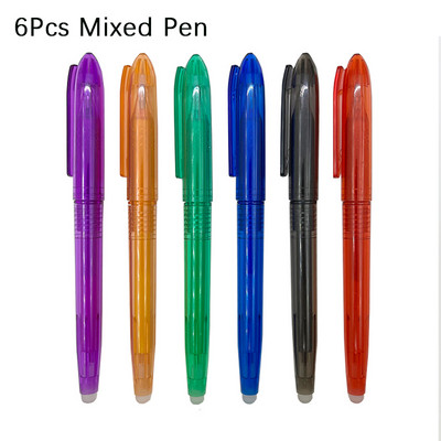 Set de stilouri cu gel șters în 6 culori, mâner lavabil, 0,5 mm, de mare capacitate, cu cerneală colorată, tijă de reumplere, birou, școală, scris, papetărie Kawaii