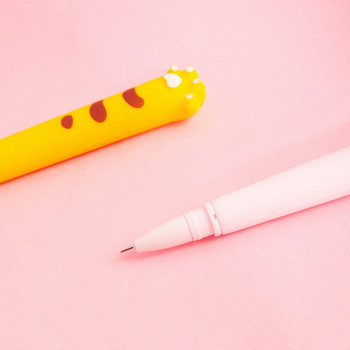 1 бр. Гел химикалка с котешки нокът Сладък анимационен мек силикон 0,5 мм топка с черно цветно мастило за писане в офис училище A6621