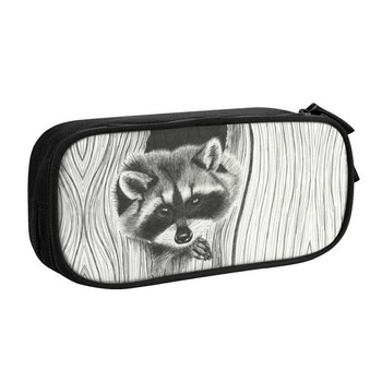 Kawaii Funny The Stealthy Raccoon Калъфи за моливи за момичета Момчета Голям капацитет Кош за боклук Panda Racoon Кутия за моливи Канцеларски материали