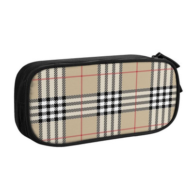 Luksuzne crne karirane pernice od tartana za dječake Djevojčice Geometrijska karirana tekstura u obliku karata Velika torba za pohranu Kutija za olovke Školski pribor