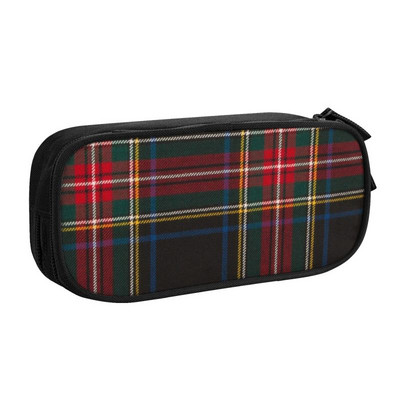 Luksuzne crne karirane pernice od tartana za dječake Djevojčice Geometrijska karirana tekstura u obliku karata Velika torba za pohranu Kutija za olovke Školski pribor