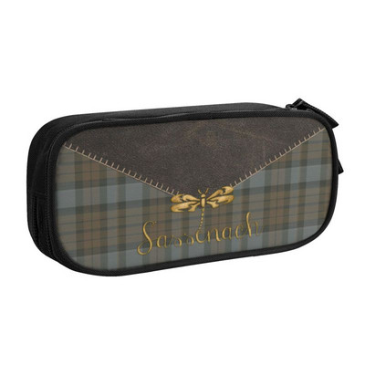 Luksuzne crne karirane pernice od tartana za dječake Djevojčice Geometrijska karirana tekstura u obliku karata Velika torba za pohranu Kutija za olovke Školski pribor