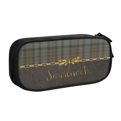 Luksuzne crne karirane pernice od tartana za dječake Djevojčice Geometrijska karirana tekstura u obliku karata Velika torba za pohranu Kutija za olovke Školski pribor