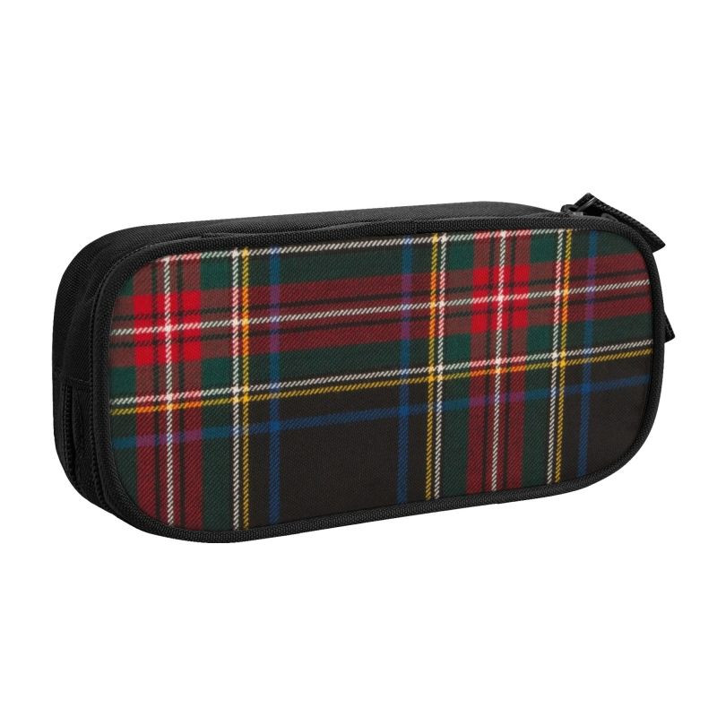 Luksuzne crne karirane pernice od tartana za dječake Djevojčice Geometrijska karirana tekstura u obliku karata Velika torba za pohranu Kutija za olovke Školski pribor