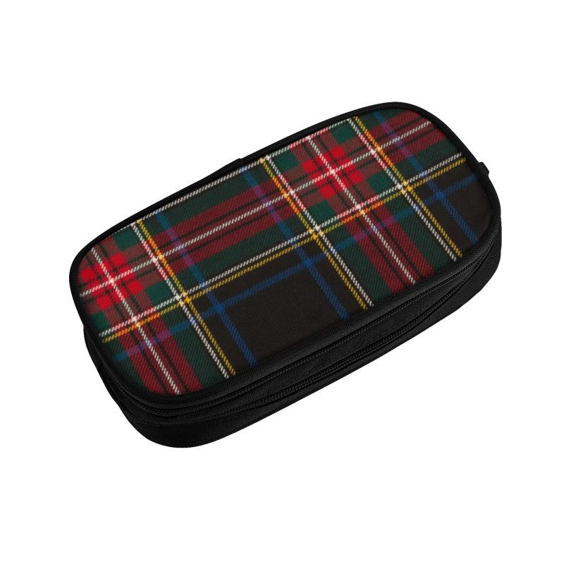 Luksuzne crne karirane pernice od tartana za dječake Djevojčice Geometrijska karirana tekstura u obliku karata Velika torba za pohranu Kutija za olovke Školski pribor
