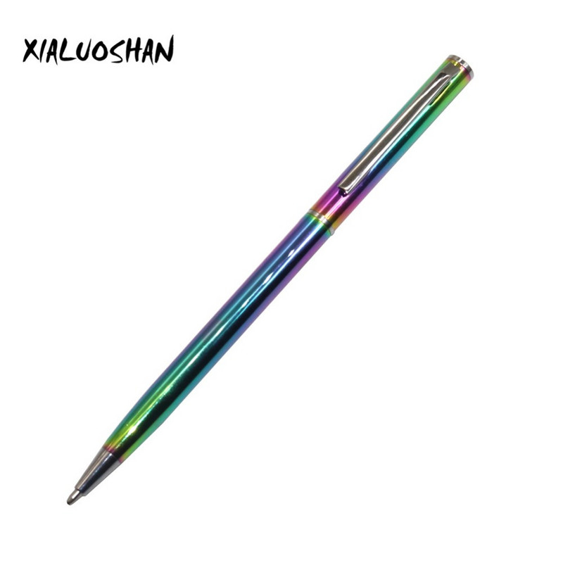 2 kom/set šarena dugina kemijska olovka od nehrđajućeg čelika, metalni pribor, lagani prijenosni pribor za pisanje