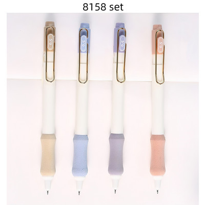 Set de 4 pixuri cu gel de fixare moale, 0,5 mm, cerneală neagră, pentru scris, birou, școală A7370