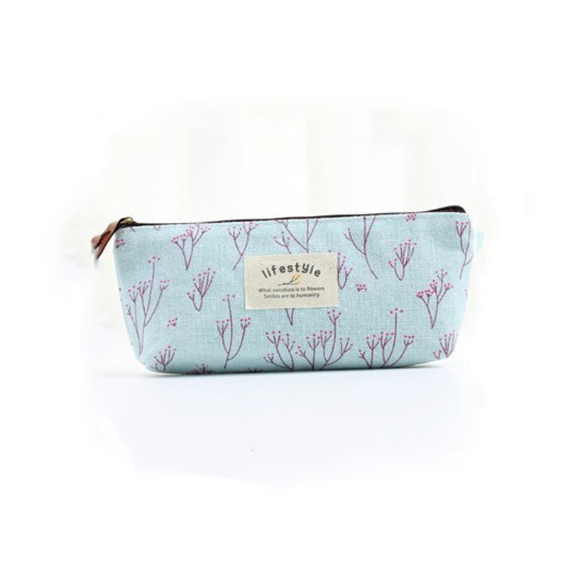 2 bucăți drăguț Kawaii cu flori florale din pânză cu fermoar ustensile de creion din țesătură minunată, cu flori, genți pentru stilouri, rechizite școlare