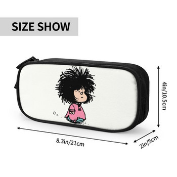 Humor Manga Mafalda Pencil for Boys Gilrs Large Capacity Quino Argentina Cartoon Pencil Bag Училищни аксесоари