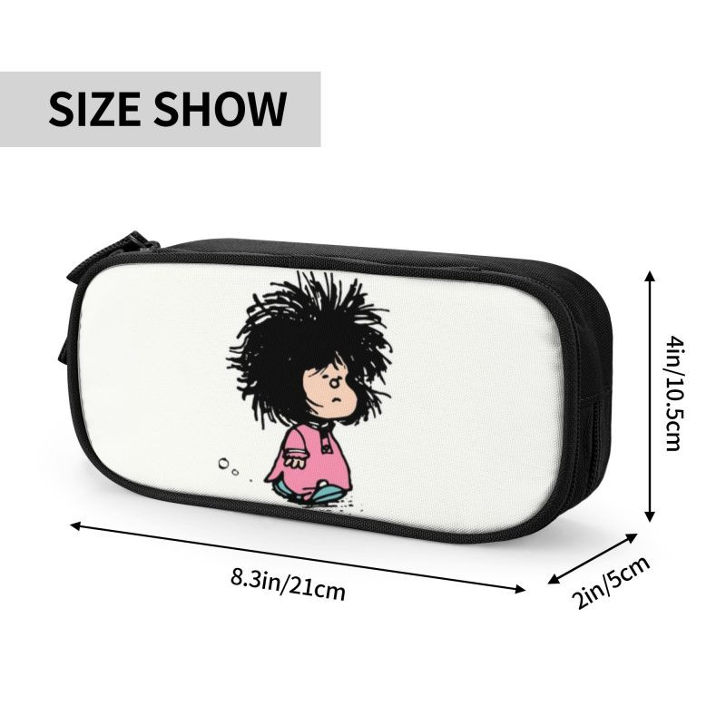 Humor Manga Mafalda pieštukų dėklas berniukams Gilrs Didelės talpos Quino Argentina Animacinių filmų rašiklio dėžutės krepšys Mokykliniai priedai