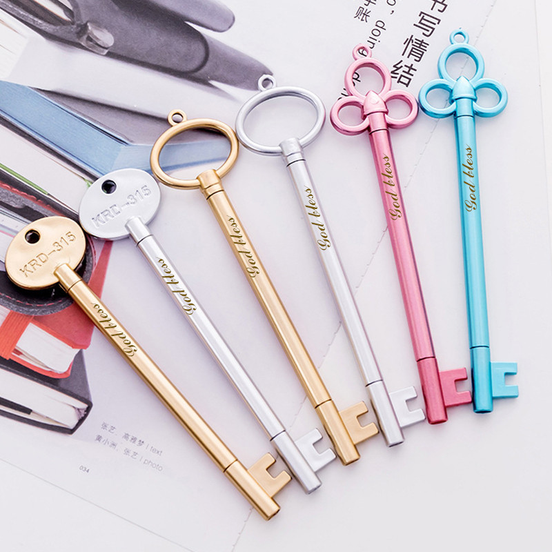 10 tk / komplekt Kohandatud LOGO pliiats Retro klahvi stiil Isikupärastatud kohandatud pastapliiatsid Kontoritarbed Koolitarbed Graveeritud nimega kingitused