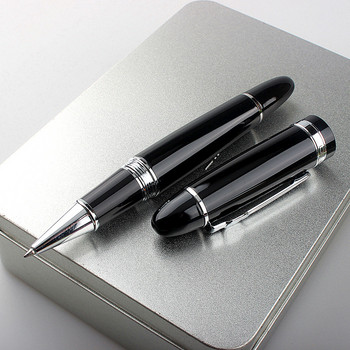 луксозна марка Jinhao 159 Rollerball Pen Черен метал елегантно със завъртане сребърен ПОДАРЪК Консумативи за офис мастилени химикалки