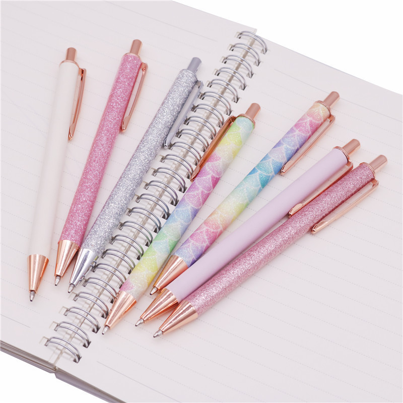 10 komada Nova Flash Crystal Pen Metalni privjesak Kemijska olovka Bullet 1.0mm Nib Plavo punjenje Vrhunska uredska olovka za pisanje