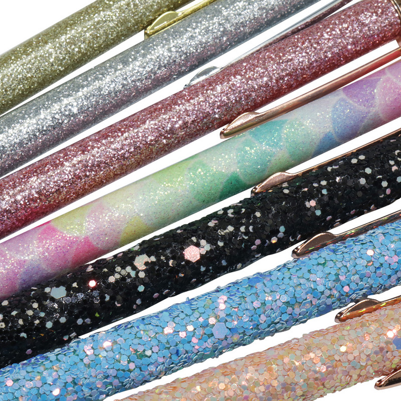 10 komada Nova Flash Crystal Pen Metalni privjesak Kemijska olovka Bullet 1.0mm Nib Plavo punjenje Vrhunska uredska olovka za pisanje