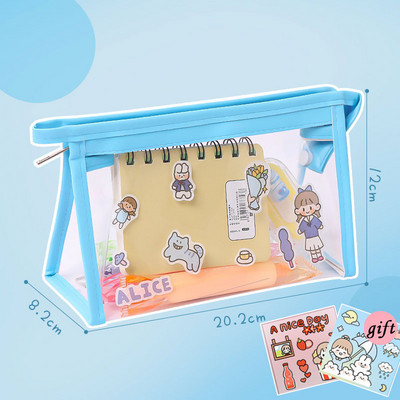 Slatka prozirna PVC vodootporna torba za olovke Učenička Kawaii pernica Školski uredski materijal Organizator pisaćih materijala Veliki kapacitet