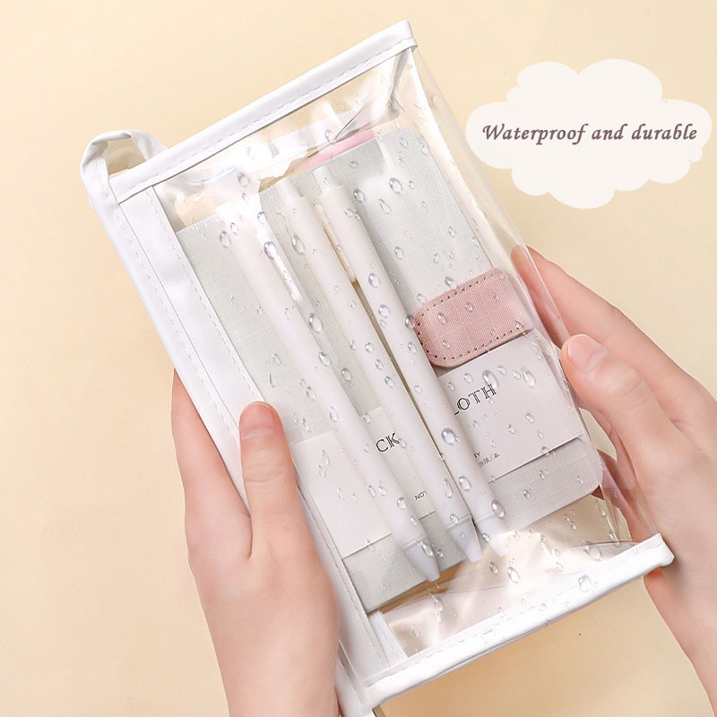 Slatka prozirna PVC vodootporna torba za olovke Učenička Kawaii pernica Školski uredski materijal Organizator pisaćih materijala Veliki kapacitet