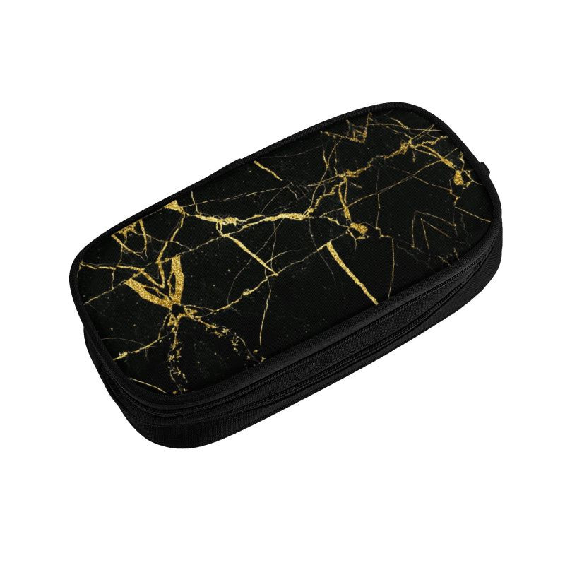 Textura de marmură neagră și aurie de lux Cutii de creion drăguțe Model abstract Cutie de creion grafică geometrică modernă Papetarie pentru studenți