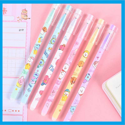 6 τεμάχια/Σετ Cute Cartoon Erasable Pen 0,5mm Washable Magical Gel Pen Μαύρο μπλε μελάνι Ανταλλακτικά Παιδικά Σχολικά Γραφικά Γραφείο Παιδικό δώρο