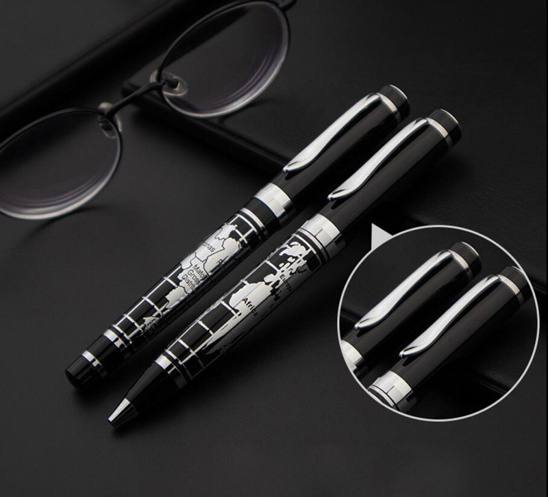 Klasični dizajn Oblik karte svijeta Puni metal Poslovni muškarci Kemijska olovka za pisanje Uredska olovka za rukovodstvo Kupi 2 Pošalji poklon