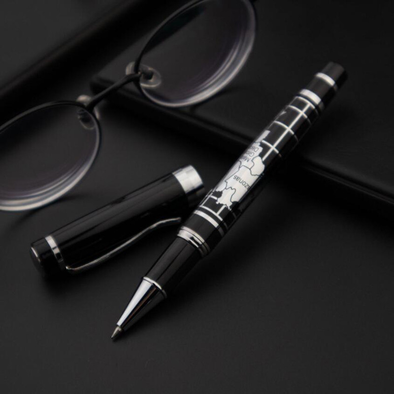 Klasični dizajn Oblik karte svijeta Puni metal Poslovni muškarci Kemijska olovka za pisanje Uredska olovka za rukovodstvo Kupi 2 Pošalji poklon