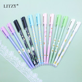 6Pcs/set 0.5mm Kawaii Daisy Erasable Pen Periva ručka Plava tinta Gel olovke za pisanje za školski pribor Studentski pisaći pribor