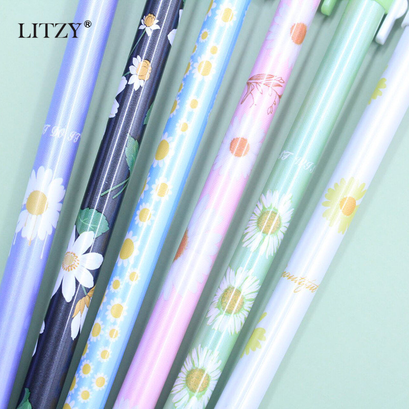 6 ks/sada 0,5 mm Kawaii Daisy vymazateľné pero s umývateľnou rukoväťou modrý atramentový gélový pero na písanie pre školské potreby študentské písanie písacie potreby