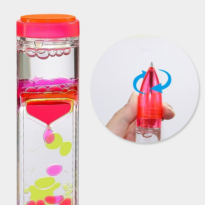 Novelty Liquid Motion Bubbler Fidget Pen vaikams ir suaugusiems Stresą mažinantys sensoriniai žaislai Spalvingas skystas laikmatis namų biuro įrankis