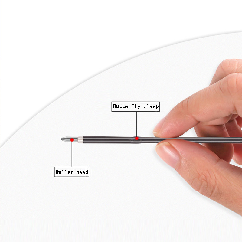 100 bucăți/set rezerve pentru stilou cu bile de 107 mm albastru/negru/roșu 0,5 mm cu cap de glonț Material de scris pentru studenți pix rulant Mb de înaltă calitate