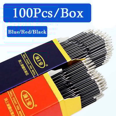 100 bucăți/set rezerve pentru stilou cu bile de 107 mm, 0,7 mm, cu cerneală albastră/neagră/roșie, reînlocuitoare pentru stilou multicolor pentru studenți materiale de scris