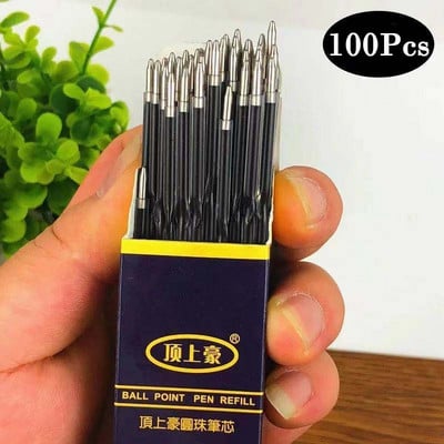 100 vnt / rinkinys 107 mm tušinukų papildymas 0,7 mm mėlynu/juodu/raudonu rašalu, keičiamas daugiaspalvio rašiklio mokinių rašymo reikmenų pildymas