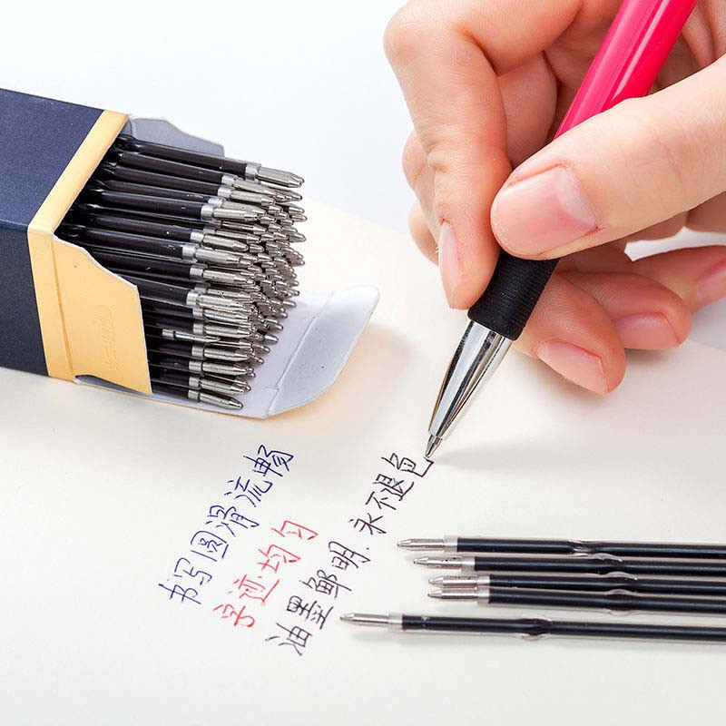 100 vnt / rinkinys 107 mm tušinukų papildymas 0,7 mm mėlynu/juodu/raudonu rašalu, keičiamas daugiaspalvio rašiklio mokinių rašymo reikmenų pildymas