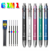 6-ühes mitmevärviline rull-pliiatsiga pliiatsiga 5 värvi pastapliiats ja 1 pliiatsisüdamikuga loominguline multifunktsionaalne märgistuspliiats