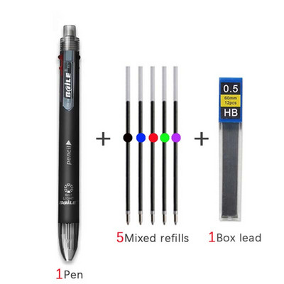 6-ühes mitmevärviline rull-pliiatsiga pliiatsiga 5 värvi pastapliiats ja 1 pliiatsisüdamikuga loominguline multifunktsionaalne märgistuspliiats