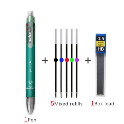 6-ühes mitmevärviline rull-pliiatsiga pliiatsiga 5 värvi pastapliiats ja 1 pliiatsisüdamikuga loominguline multifunktsionaalne märgistuspliiats
